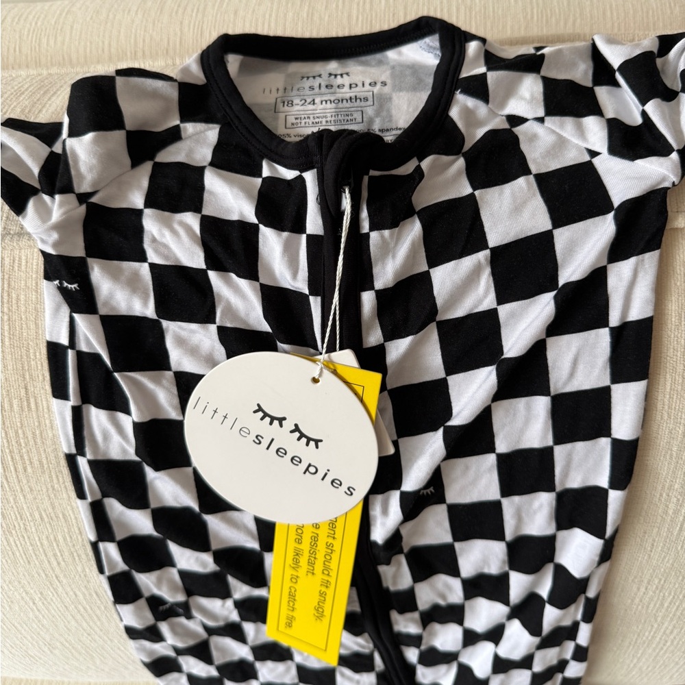 Little Sleepies Black and White Checkered zippy